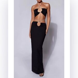Elegant Black Cutout Maxi Dress